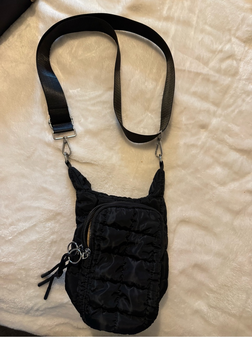 Black Quilted Crossbody Bag - Women's Compact Shoulder Pouch